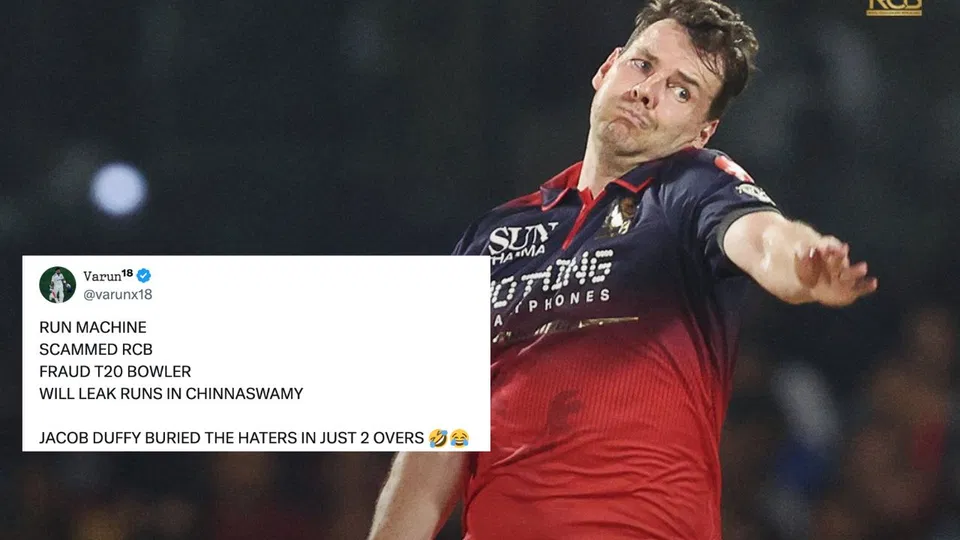 "Buried Haters In Just 2 Overs": RCB Fans In Awe As Jacob Duffy Makes IPL Debut Super Special "Buried Haters In Just 2 Overs": RCB Fans In Awe As Jacob Duffy Makes IPL Debut Super Special